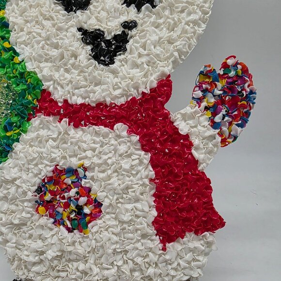 Vintage Melted Plastic Popcorn Snowman Ornament Decoration 18.5" - Picture 5 of 8